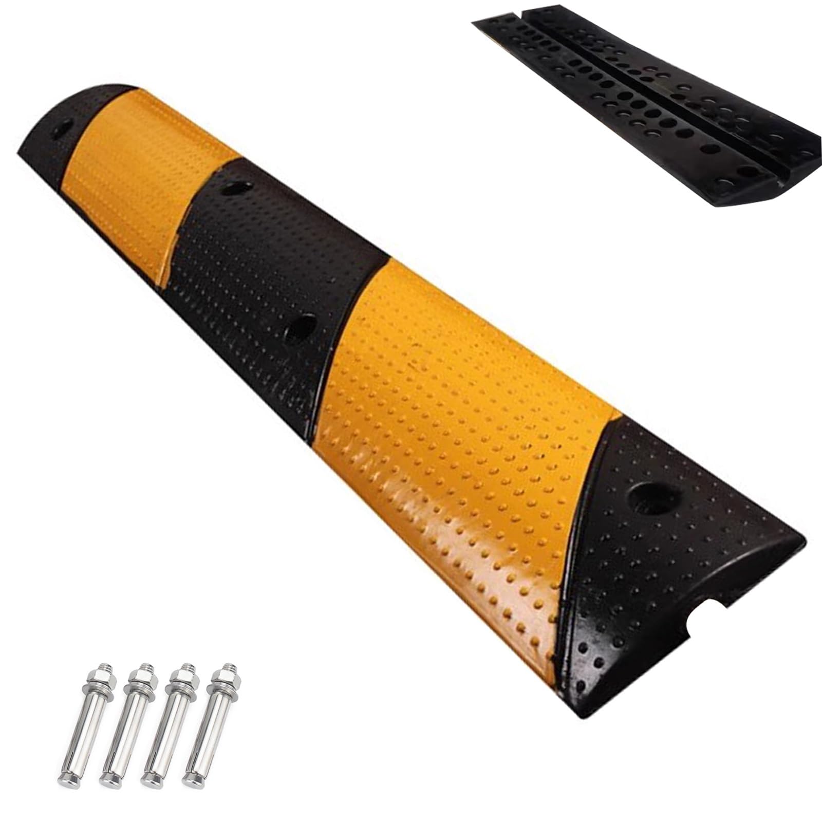 100cm Dossi Stradali in Gomma, Dosso Artificiale per Garage Canalina Passacavi, Carico Massimo 30t, per Garage, Strade Sterrate, Asfalto, Cemento