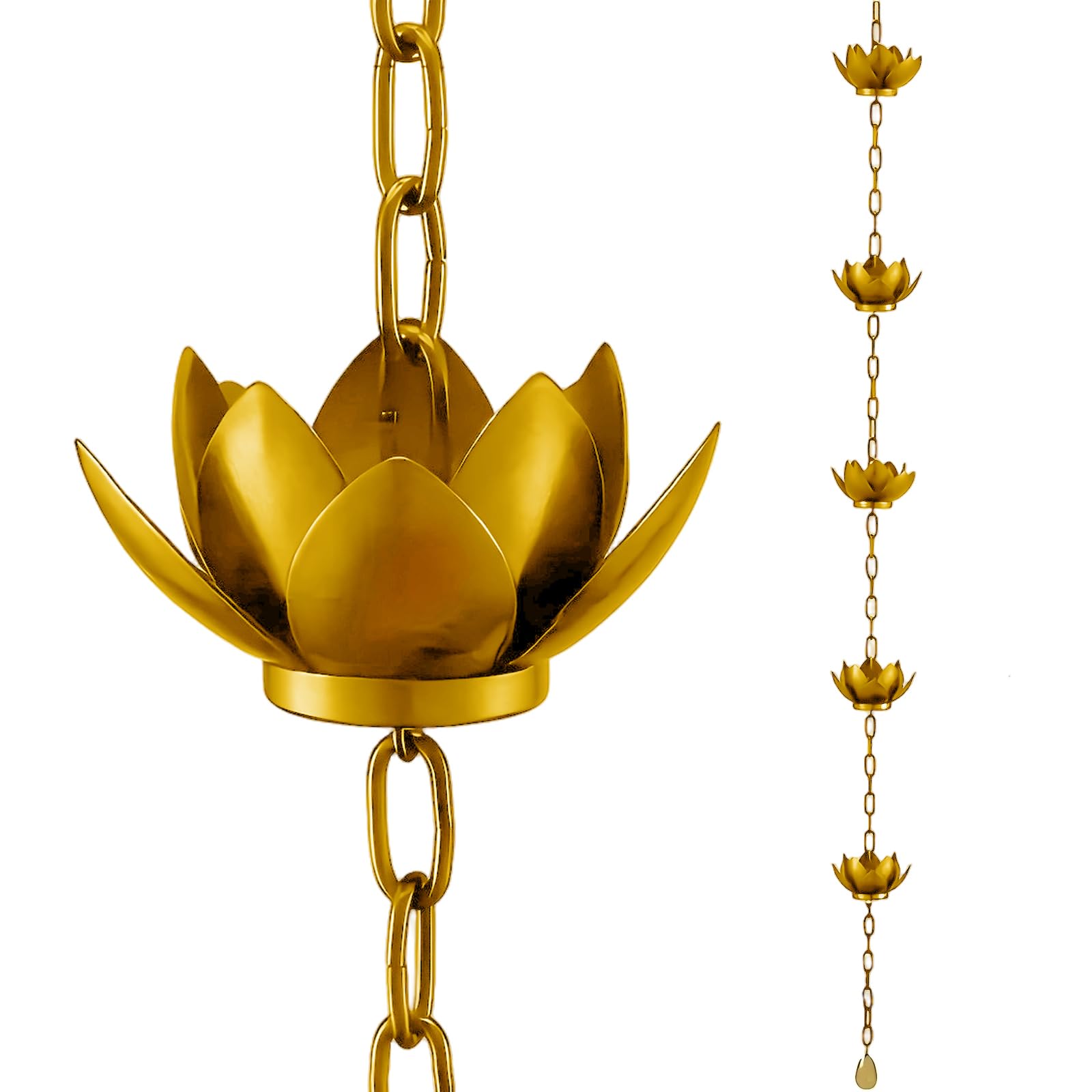 Chaînes de pluie lotus contre la rouille décoration de toit extérieure