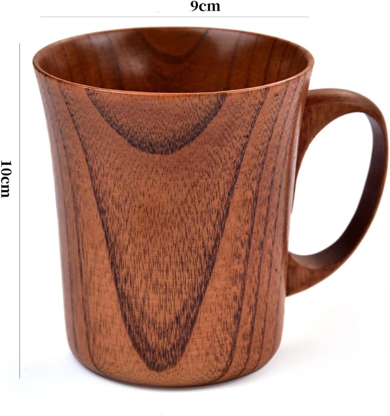 Wooden Coffee Cups Tea Cups with Handle, 9.5oz, 280ml, Wood Outdoor Travel Man Mug Tea Camping Cup,Drinking Wood Mugs for Beer/Coffee/Milk/Water - Image 2