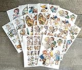 Packung mit 17 Blatt dünnstem Glanzpapier für Decoupage und Bastelarbeiten, jedes Blatt ist 20 x 30 cm groß.