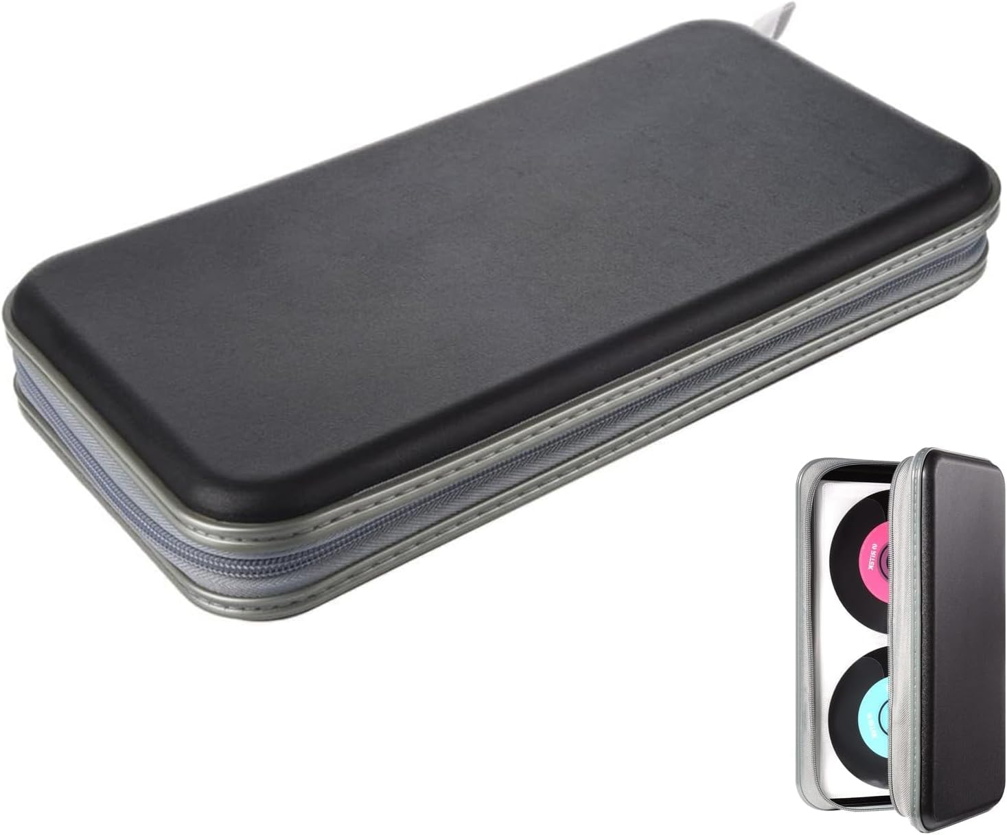 Sac CD, sac de rangement pour disques CD DVD, sac de rangement pour CD pour la maison et les automobiles pouvant contenir 80 disques en noir.