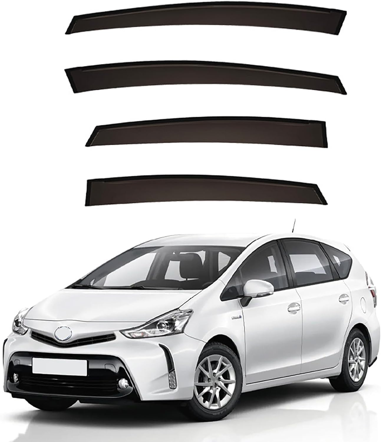 GuGuoZZ Car Wind Deflectors For Toyota Prius Plus+ 2011-2022 Edgevisors Ventilated In Rain Window Visors Wind Sun Rain Deflectors Auto Wind Deflectors