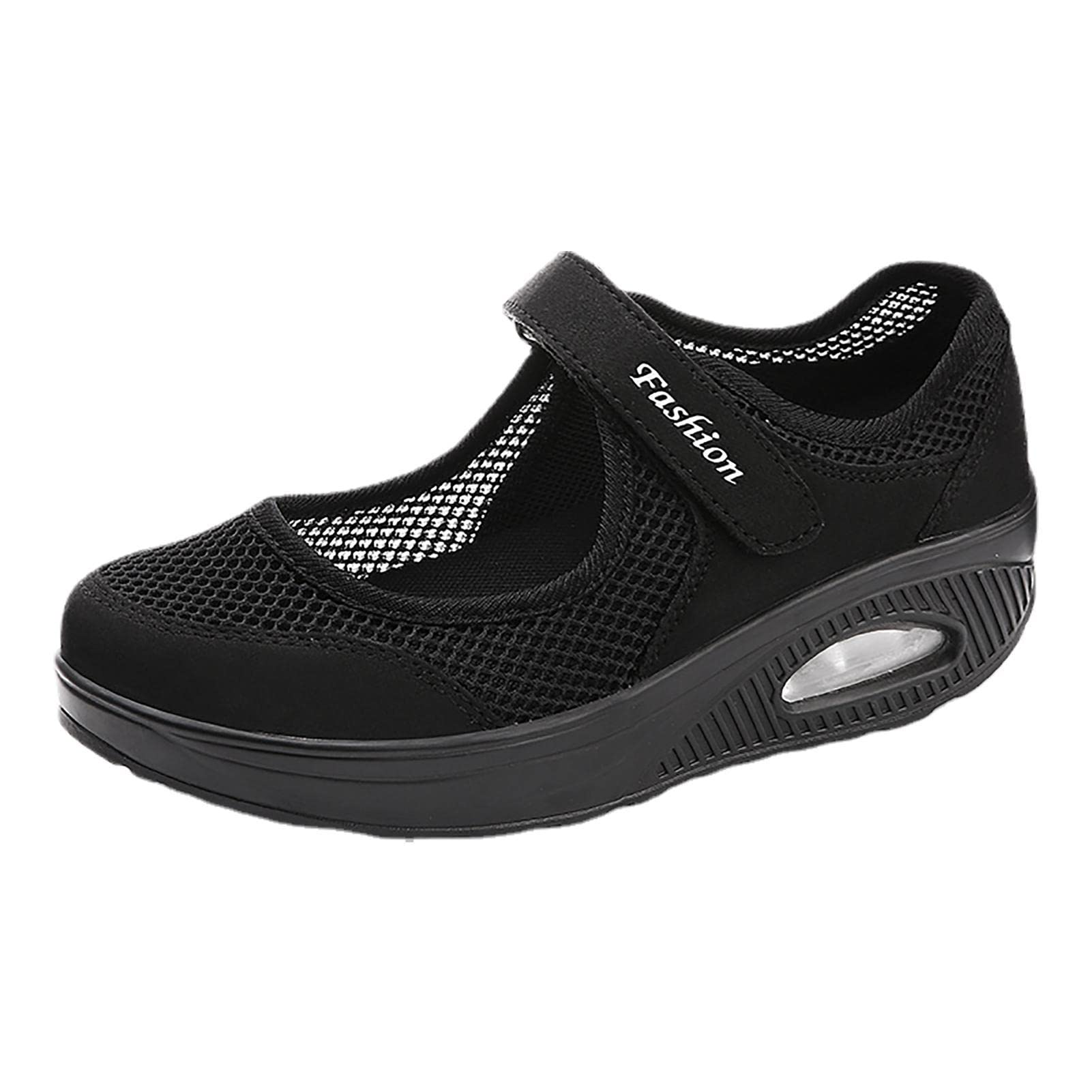 ZORQ Zapatos de caminar tejidos ortopédicos con suela gruesa para mujer - Zapatos de malla