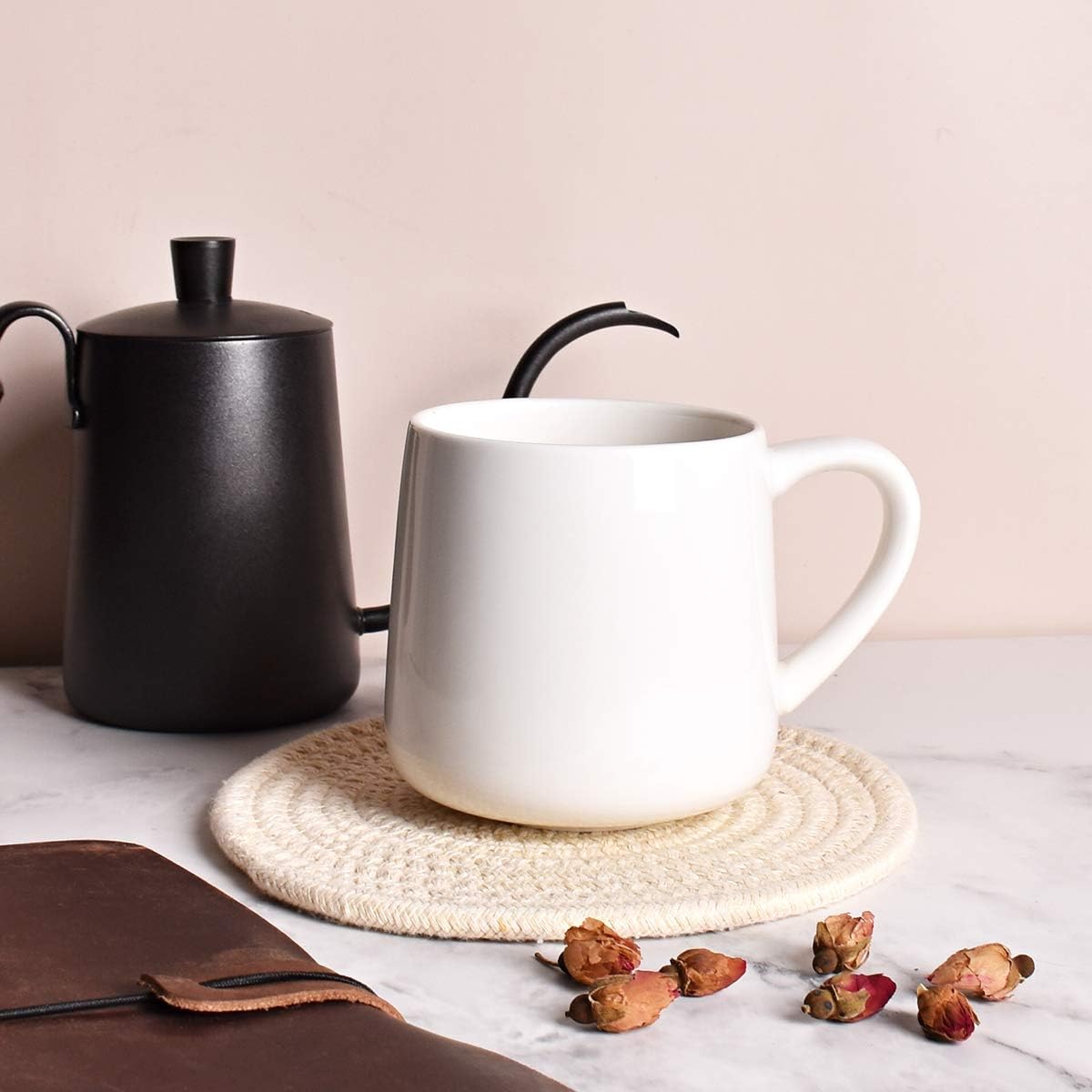 Bosmarlin Large Glossy Ceramic Coffee Mug, White Tea Cup for Office and Home, 18 oz, Suitable for Dishwasher and Microwave, 1 Pack (White) - Image 4