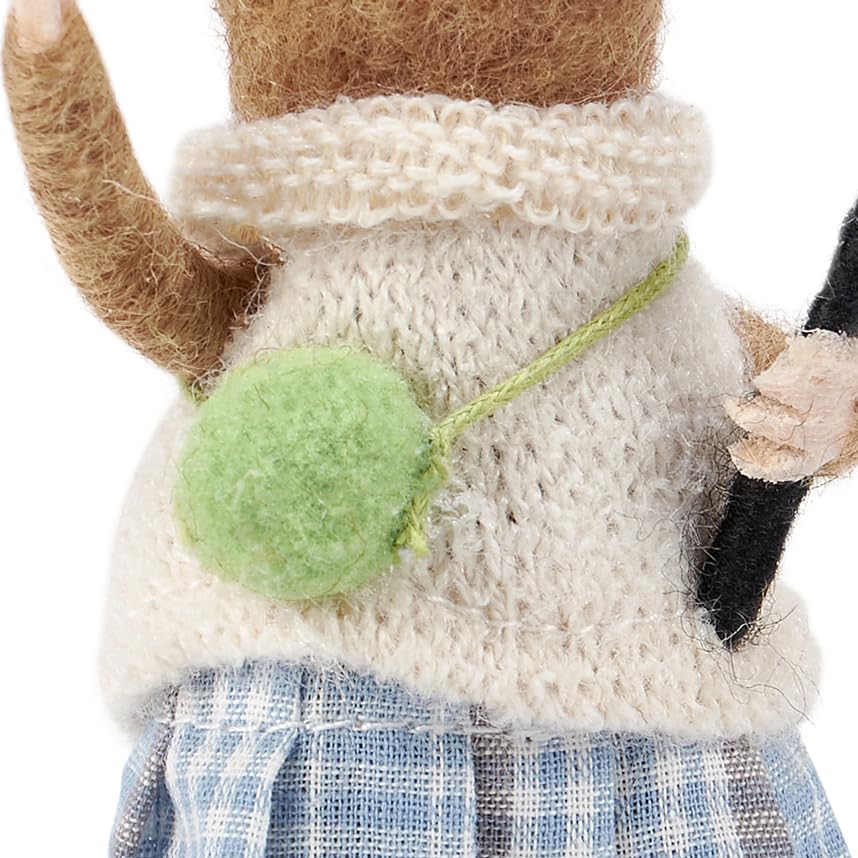 Ratón de fieltro con palo selfie para decorar estanterías salones 4