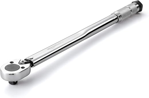 amazon basics 1/2-Inch Drive Click Torque Wrench - 20-150 ft.-lb, 27.1-203.5 Nm - Fixed Square