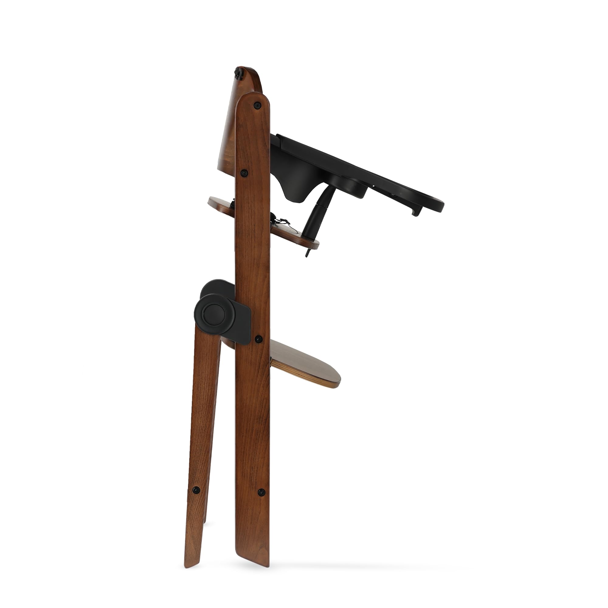 DERYAN Odin - Trona de madera para niños a partir de 0 meses hasta 85 kg - Incluye arnés de 5 puntos, correa de entrepierna, barra protectora - Compatible con muchos accesorios - Marrón/Turrón