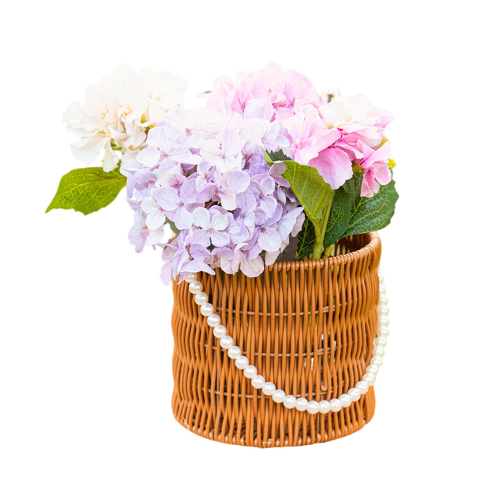 Natural Looking Styles Hand Carry Basket with Stylish Pearls for Home Decoration Permanent Household Planner