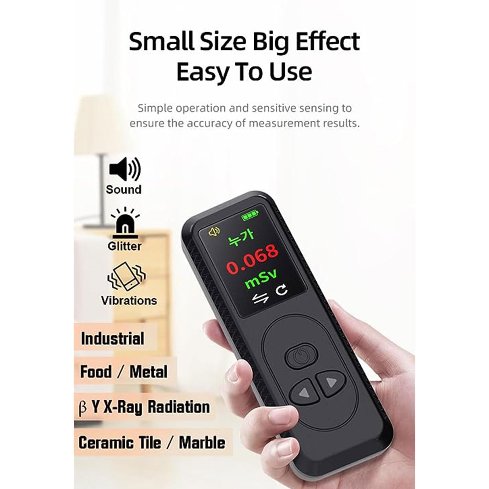 JITEM Geiger Counter Nuklearstrahlungsdetektor, Strahlungsdosimeter mit LCD-Display, tragbar, Handgerät, Beta-Gamma-Röntgenstrahlung, professionell, persönlicher Dosisalarm, weiß