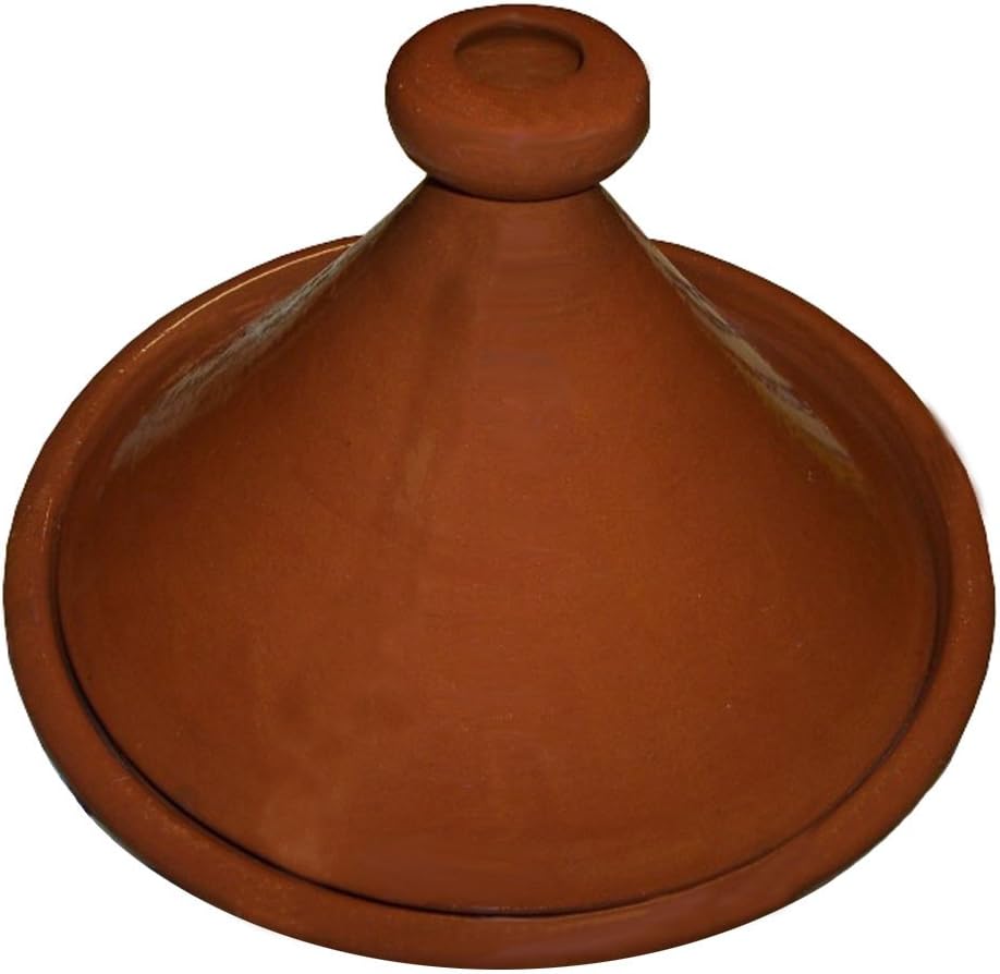 Treasures Of Morocco Moroccan Cooking Tagine 12 inches Brown Clay Round Handmade Safe Traditional