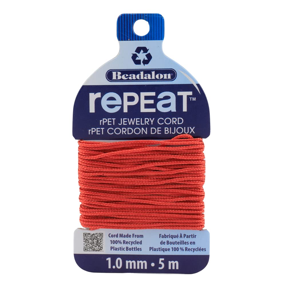 Cordon Plastique Recyclé Beadalon Repeat pour Finir vos Bracelets sans Effilochage Corail 1mm