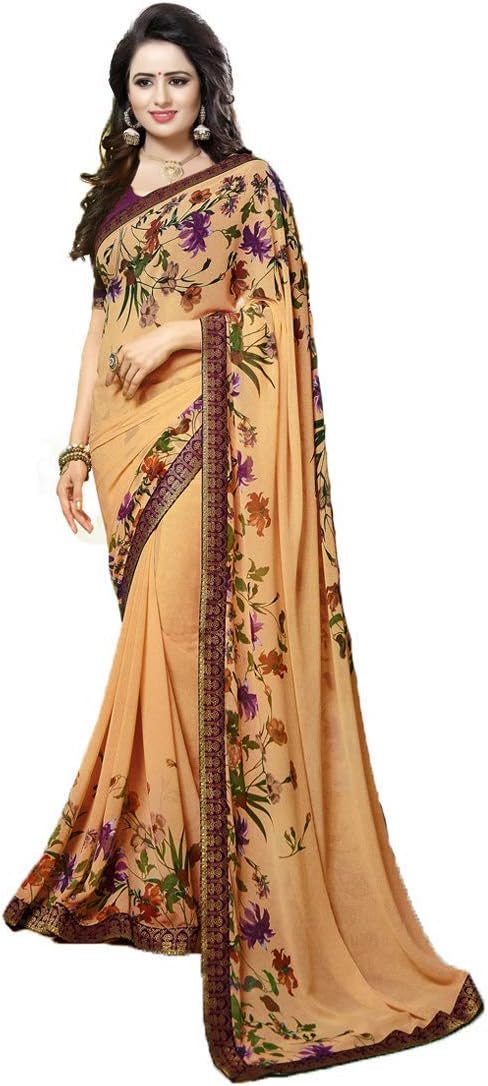 RAJESHWAR FASHION WITH RFWomen's Pure Georgette Saree With Blouse Piece