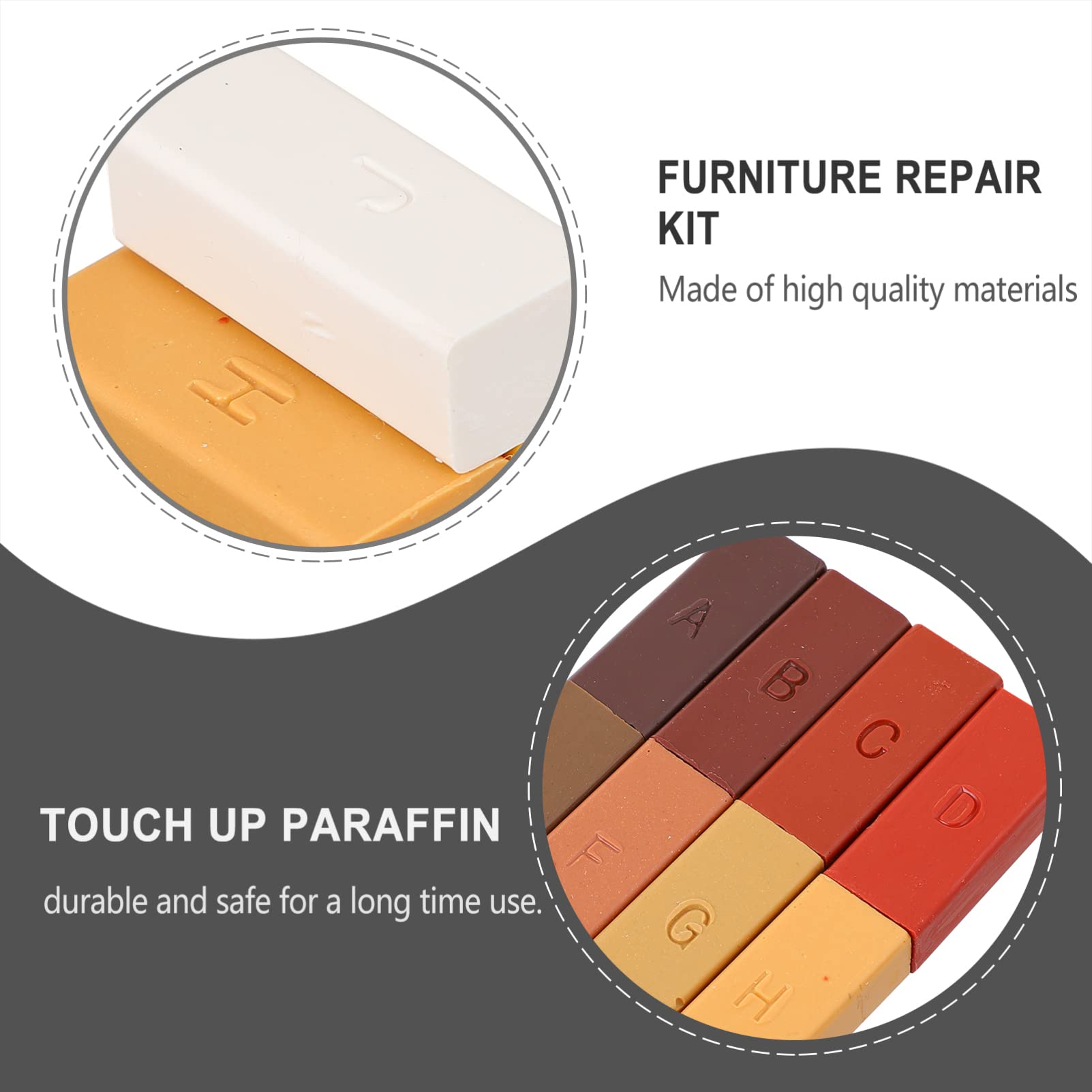 Mikinona Kit per Riparazione Legno Cera di Paraffina per Mobili e Pavimenti, Copertura Imperfezioni e Riparazione Bordi Consumati, Set