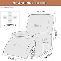 Vista 5 de Eco-Ancheng Fundas reclinables de 4 piezas, fundas para sillas reclinables, fundas elásticas para sofá reclinable, fundas ajustables