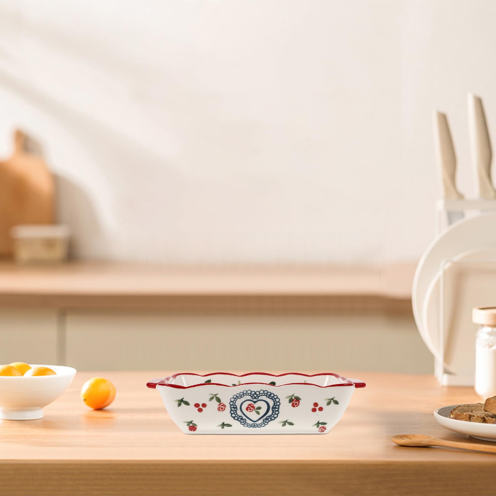 Toyvian Fuente para Horno de Cerámica Rectangular Asas Laterales Elegante