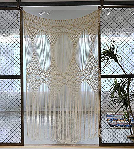 Flber Macrame Curtain For Windows Doorways Large Macrame Wall Hanging Wedding Boho Wall Decor, 50" Wx 75" H #TOP4