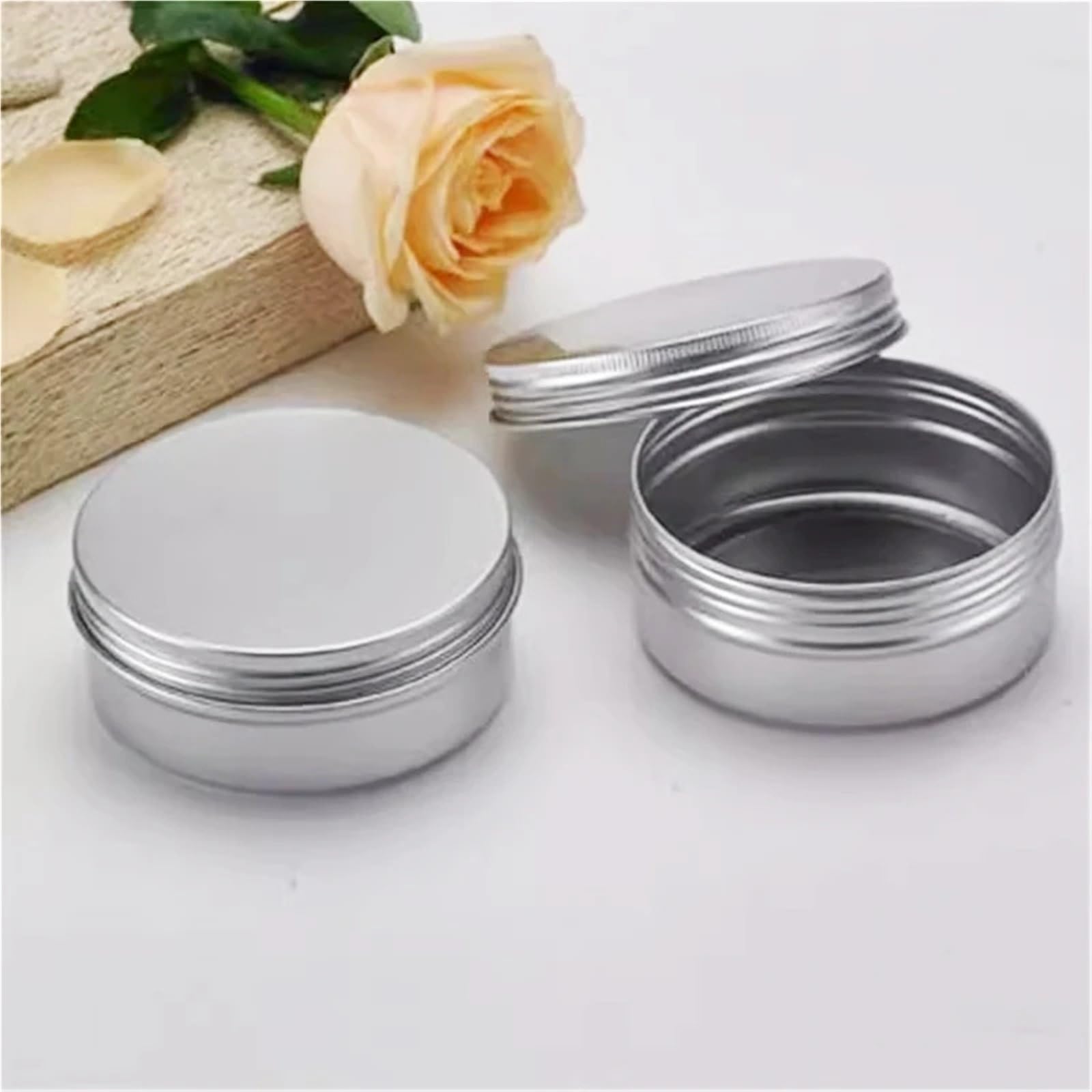 Lot de 20 petites boîtes vides avec couvercles en aluminium de 150 ml pour maquillage, crème, baume à lèvres, brillant