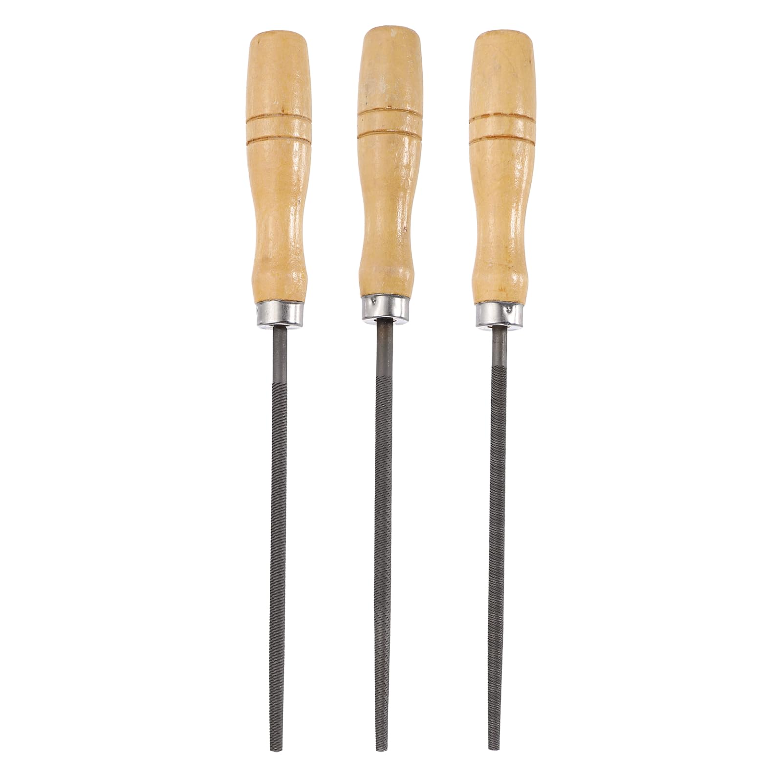 sourcing map 6" Round Fine/Medium/Coarse Cut File Double Cut Teeth Fine/Medium/Coarse Metal File High Carbon Steel T12 with Wood Handle for Metal Wood Finishing Roughing, Grey/Yellow