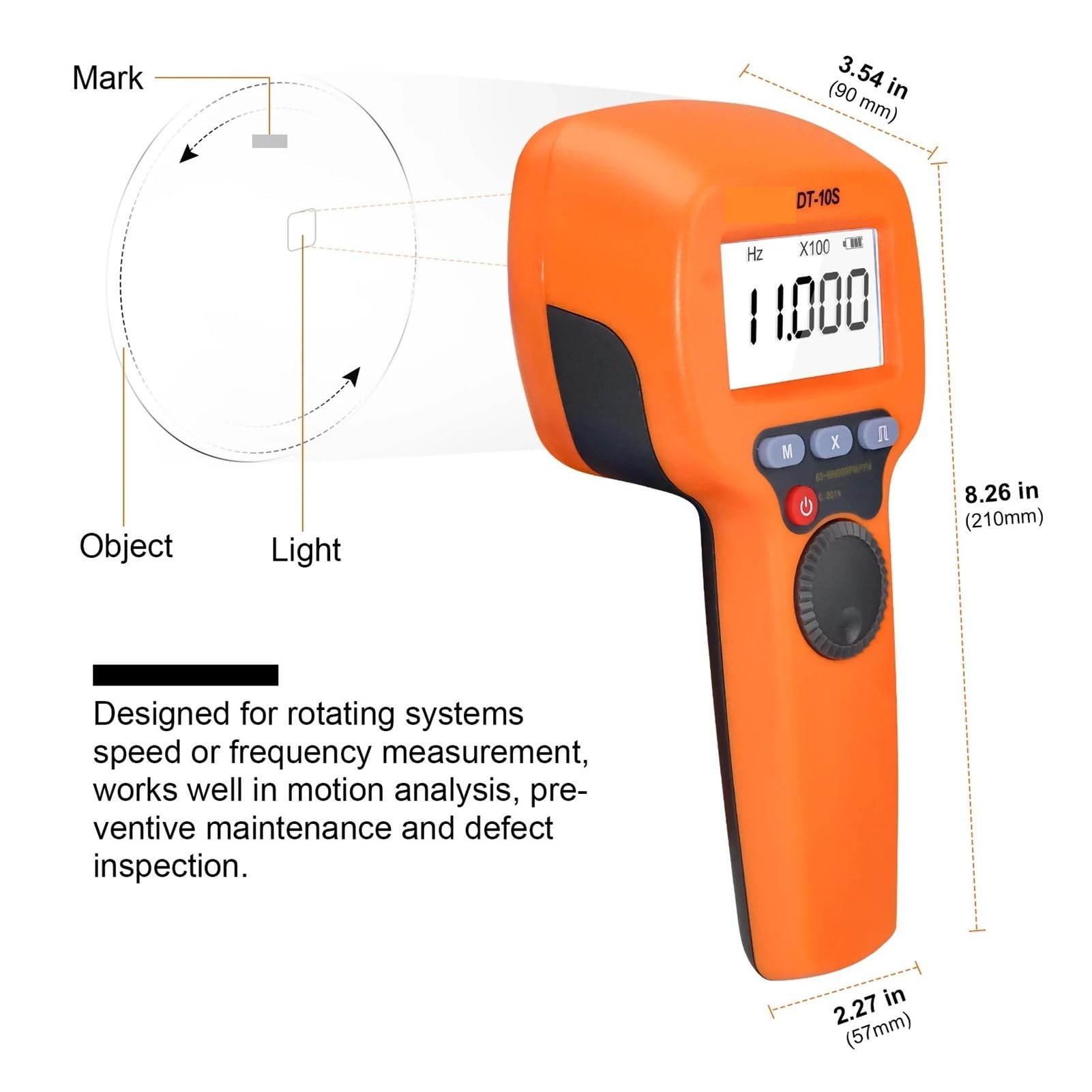 Cyfrowy ręczny stroboskop BT-DT10S LED Flash Strobe obrotomierz bezdotykowy drukowanie przekładni Tester prędkości obrotowej Obserwacja w czasie rzeczywistym