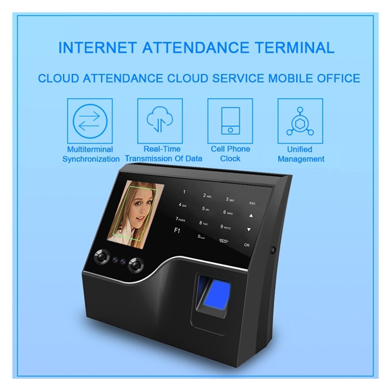 Máquina de Control de Asistencia Sistema de Asistencia biométrica Reconocimiento Facial Registro de Asistencia de empleados Control de Acceso a Horas de Trabajo Máquina de Control