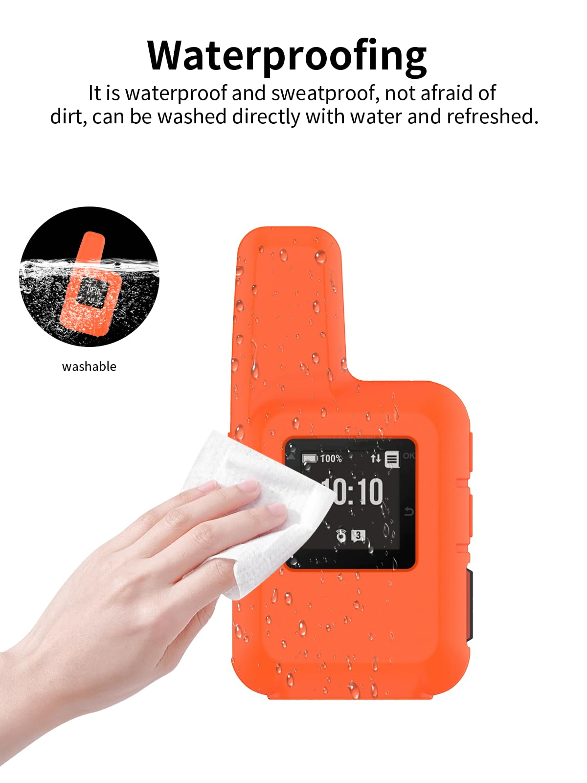 Etui do urządzenia łączności satelitarnej Garmin inReach Mini 2, toergy silikonowe etui ochronne, pokrywa z precyzyjnymi otworami – odporne na uderzenia, wodoodporne, wygodne w dotyku, pomarańczowe, 1