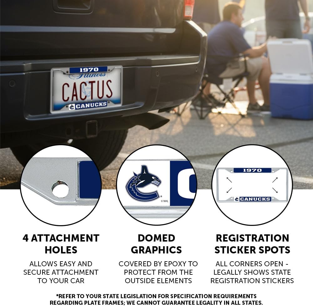 Desert Cactus Vancouver Canucks License Plate Frame Team NHL Car Tag Holder for Front or Back of Car National Hockey League Officially Licensed Metal (Founding Year)