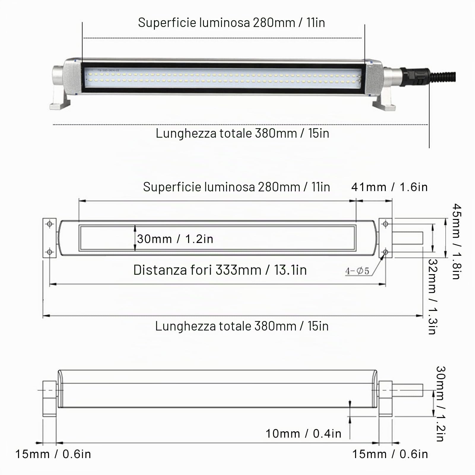 Asixxsix Luce di Lavoro del LED, 10W 24V Macchina LED Tubo Luce Impermeabile IP68 Lampada da Lavoro antideflagrante Facile da installare Luce antideflagrante a Prova di Olio per l'officina