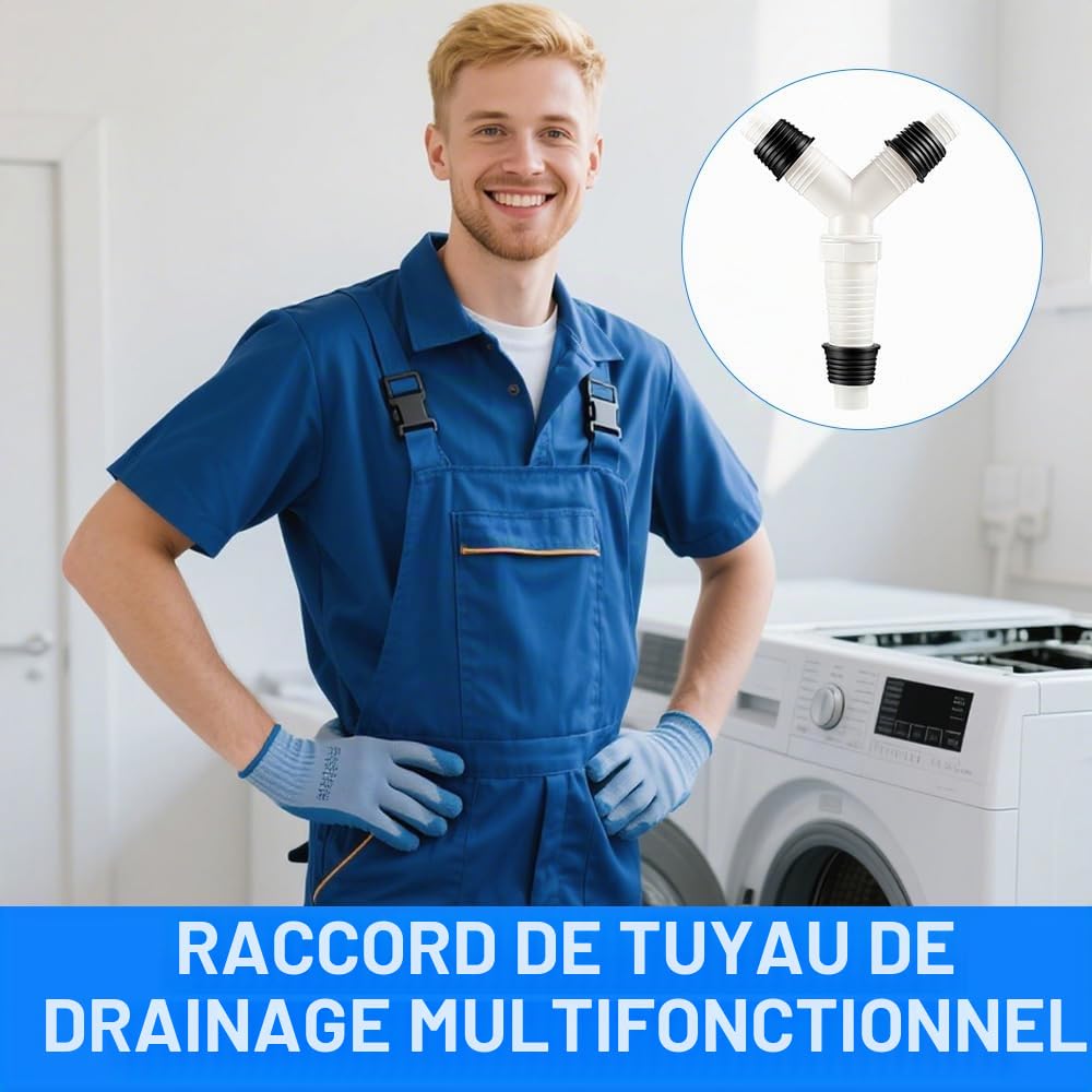 1 Pièce Double Evacuation Machine A Laver, Adaptateur De Vidange Pour Machine À