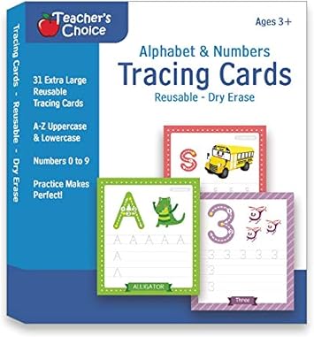 Alphabet & Number Tracing Cards for Ages 3+, Reusable Dry Erase Cards