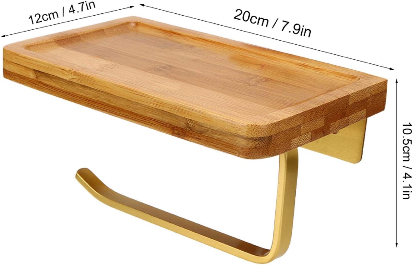 Bathroom Phone Holder, Wooden Bathroom Cell Phone Holder with Toilet Paper Holder Toilet Paper Holder Tissue Roll Holder with Mobile Phone Storage Shelf for Bathroom