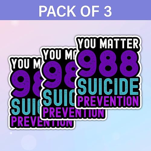 Miniatura 2 de SODAVA (3 unidades) 988 pegatinas de prevención del suicidio para la prevención del suicidio, calcomanías de concienciación de apoyo a la prevención