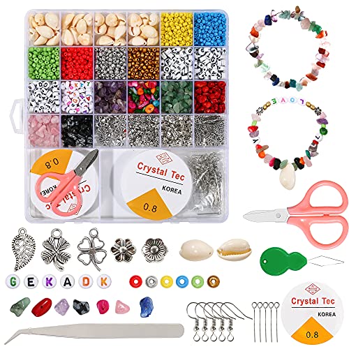 Abalorios para Hacer Pulseras y Collares,Bolitas para Hacer Pulsera,Kit Cuentas de Colores,Gomas para Hacer Pulseras,Cuentas para Collares y Pendientes,Bolas para Hacer Pulseras Cover