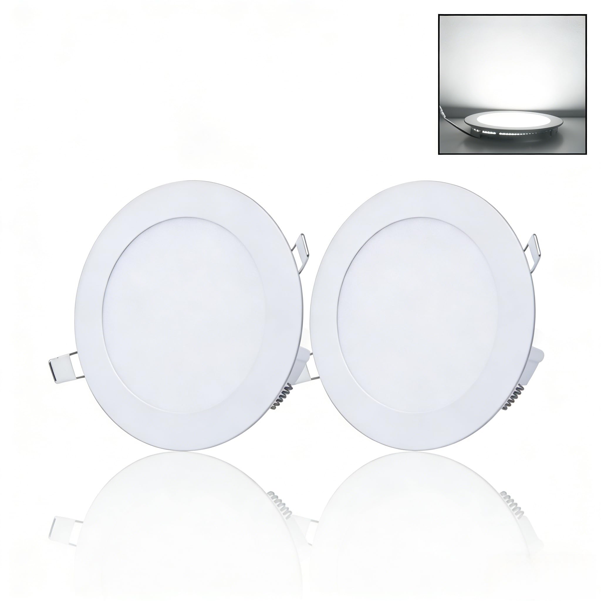 Paquet à 2 Pièces Plafond spot Encastré LED 18W, Ultraminces rond Diamètre 220mm, Blanc Froid 6500K, Lampe Panneau de Plafond