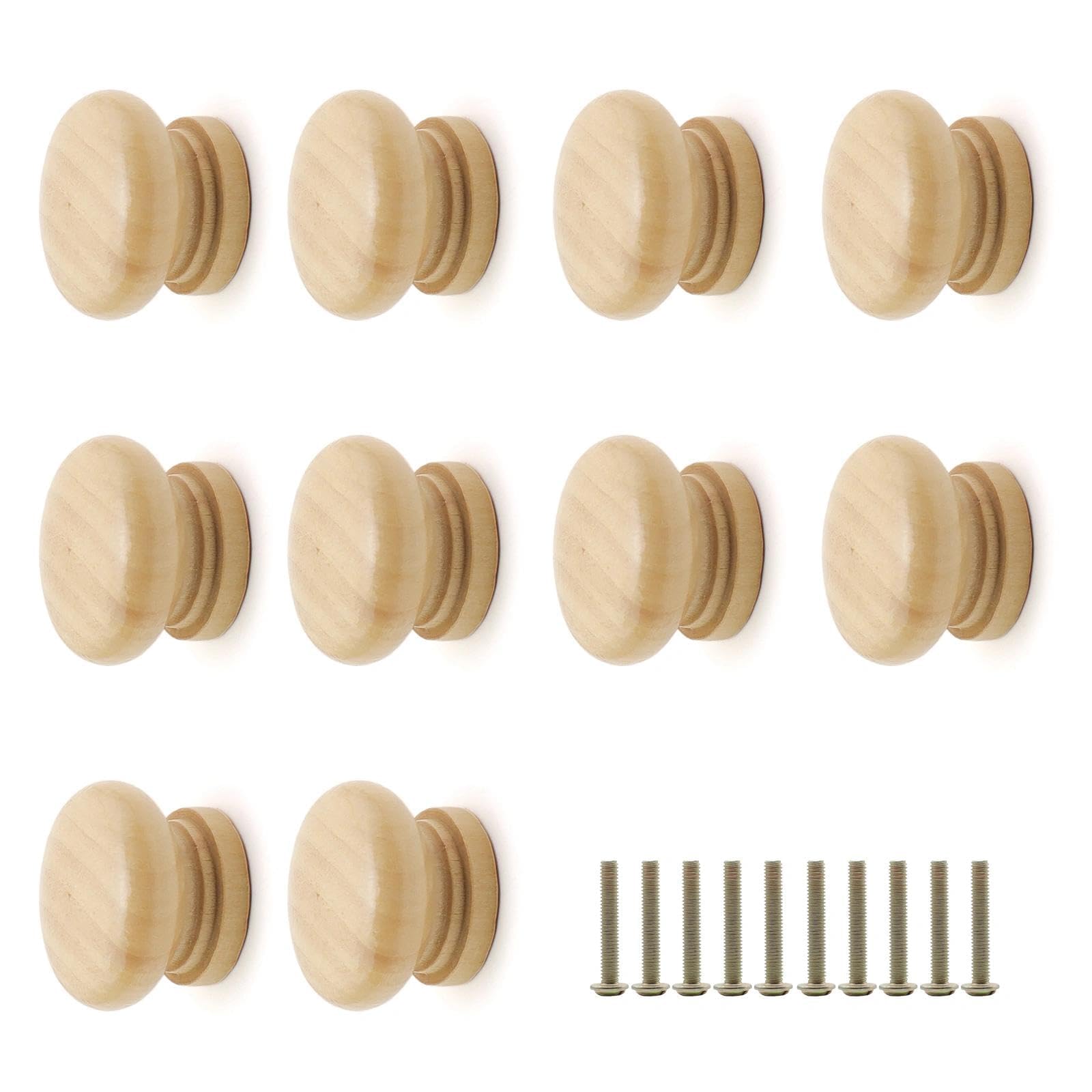 10 Pièces Bouton de Meuble, Diamètre 32,5 mm, Couleur Bois Boutons de Portes pour Placards, Rond Poignée Placard, pour Armoires, Tiroirs, Coiffeuses, Penderies