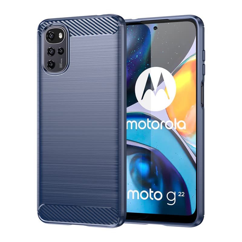 Image of Hybrid Carbon Fiber Back Case for Motorola Moto G22 (Blue)
