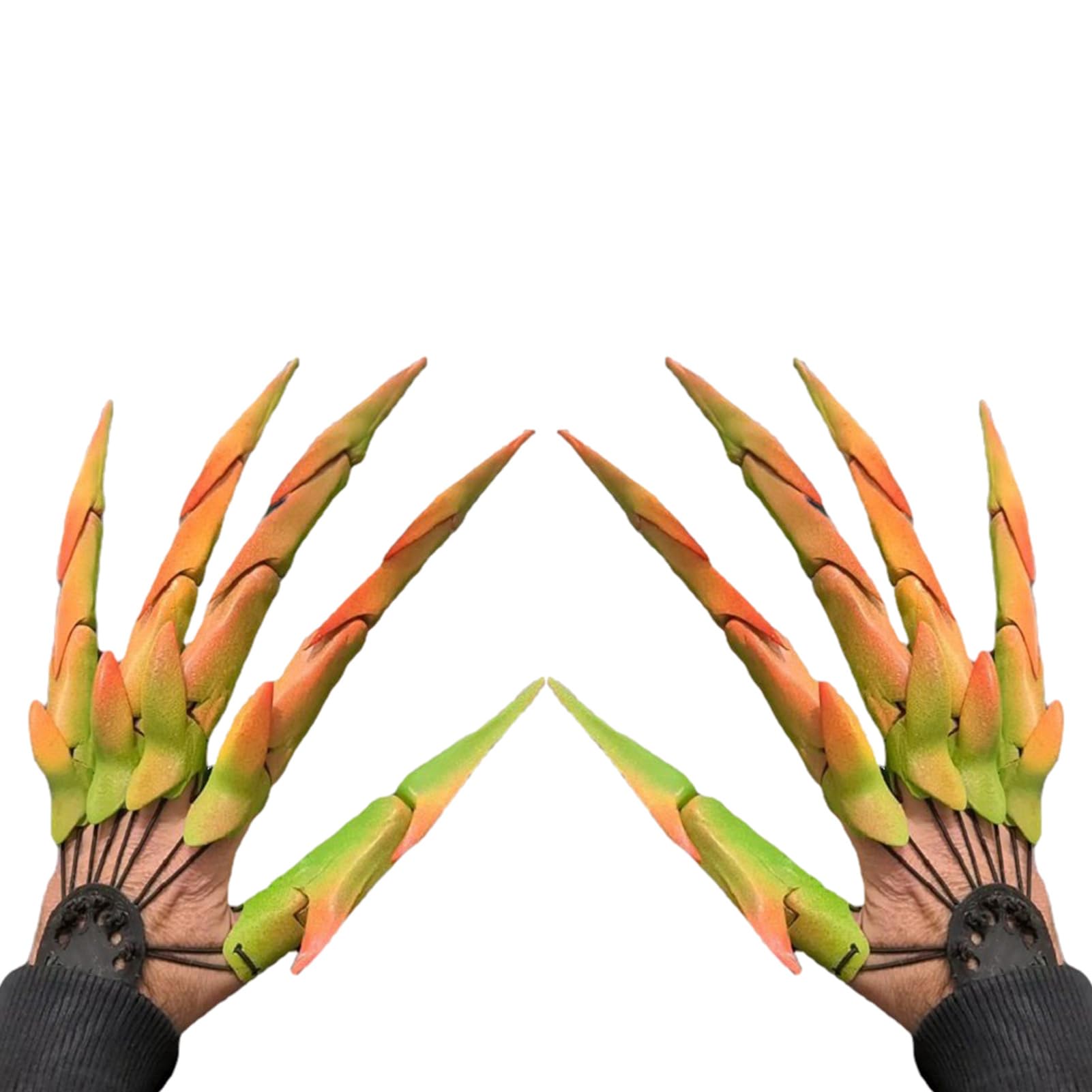 Rianpesn 1 Pair Halloween Finger Decoration, Articulated Fingers Extended Paw, Halloween Gloves With Claws, Flexible Joint Skeleton Hands,for Reusable Dress Up Props