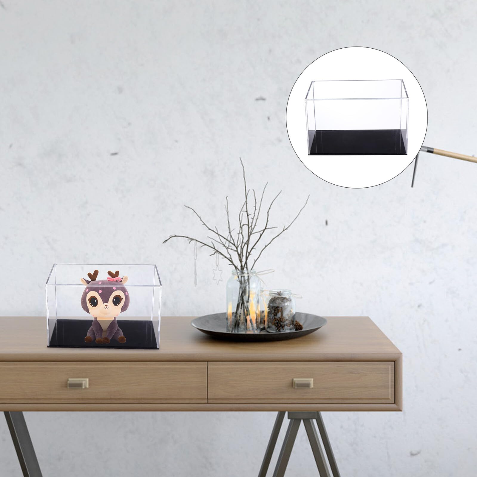 Transparente Acryl Vitrine Staubdichte Display Box mit Schwarzem Boden Robuste Aufbewahrung für Modellautos Sammlerstücke und DIY Mikrolandschaften