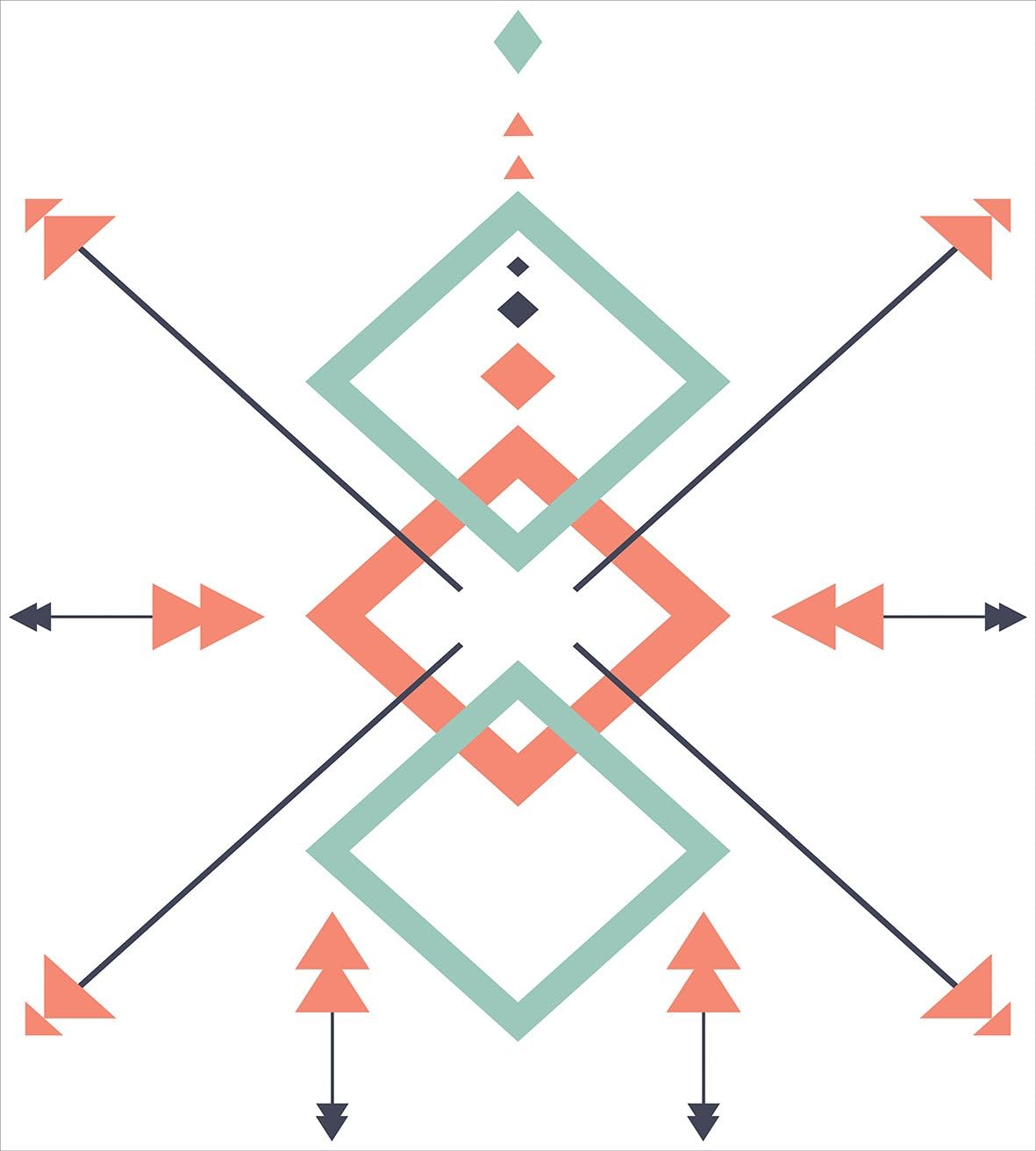 Lunarable Aztec Duvet Cover Set, Latin American Arrows and Motifs in an Abstract Vibrant Colored Design Artwork, Decorative 3 Piece Bedding Set with 2 Pillow Shams, Queen Size, Blue Coral Queen Blue Coral