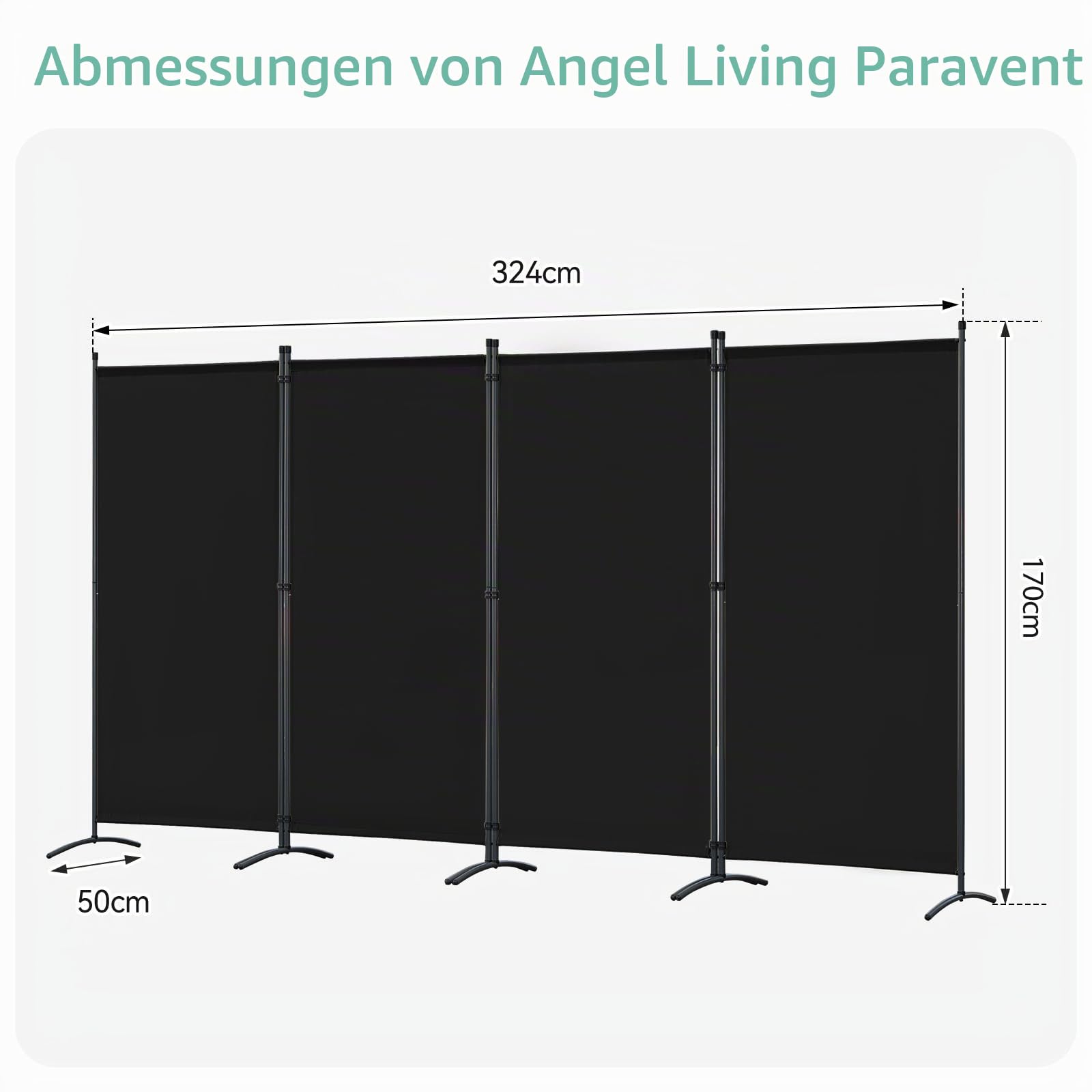 Angel Living Paravent 4 Teilig,Trennwand Raumteiler Paravent raumteiler innen Sichtschutz Wandschirm für Büros Balkon Schlafzimmer Außengarten 324x170cm Schwarz