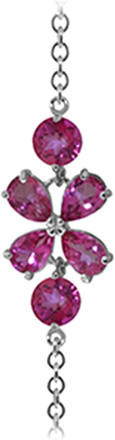 14k White Gold Floral Bracelet with Pink Topaz - Image 3