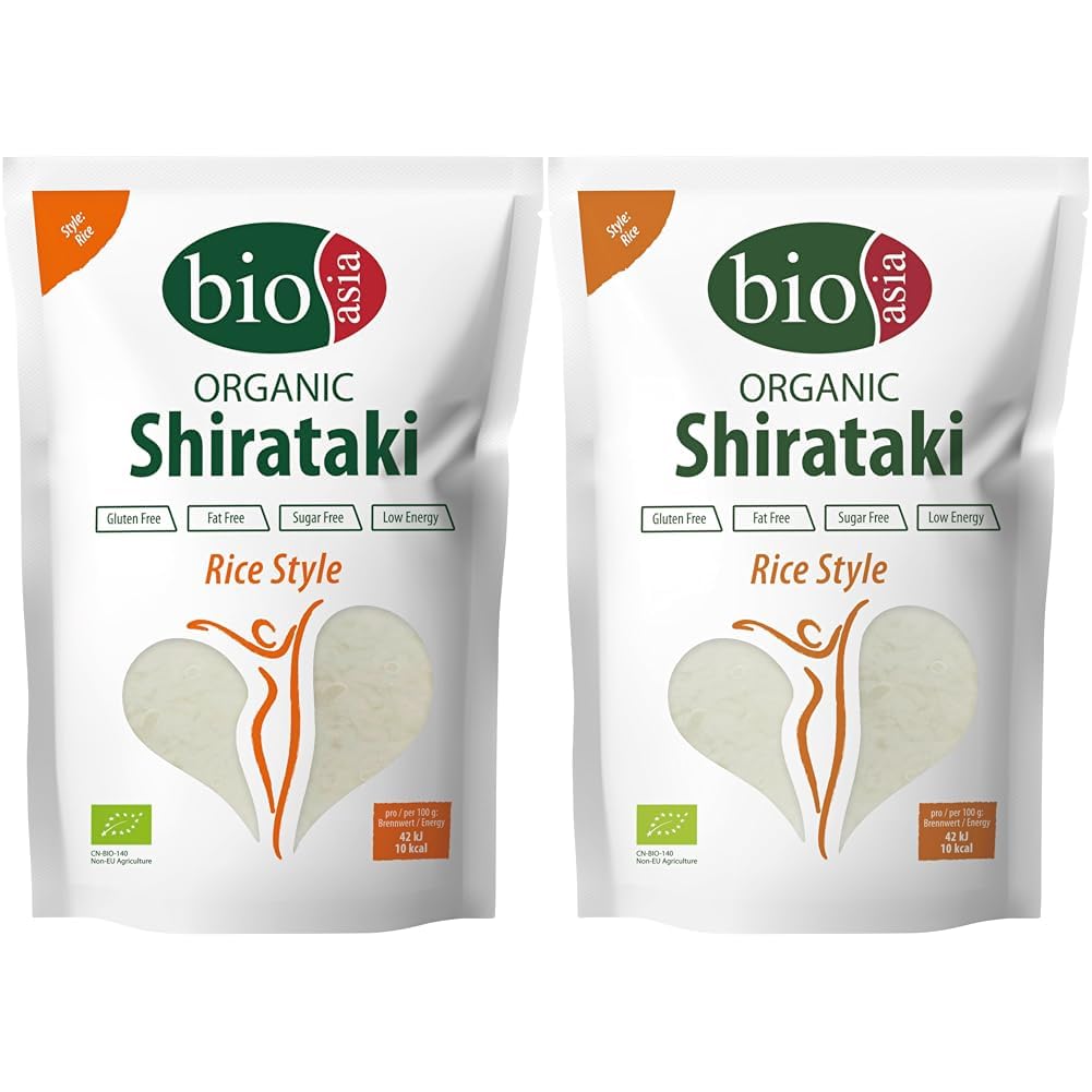 BIOASIA Bio Shirataki Reis aus Bio-Konjakmehl – Mit niedrigem Kaloriengehalt – Zucker-, fett- und glutenfrei (1 x 270 g) (Packung mit 2)