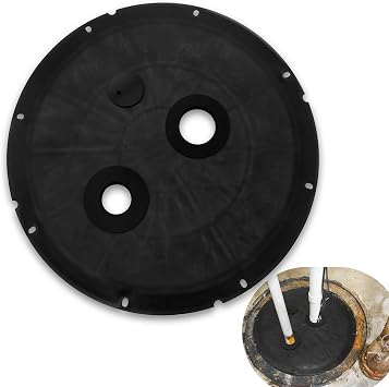 20.5 Inch Sump Pump Cover Plastic Submersible Sump Basic Cover Black Septic Tank Lid for Water Pump Basin Bucket Outdoor Well Two Round Holes