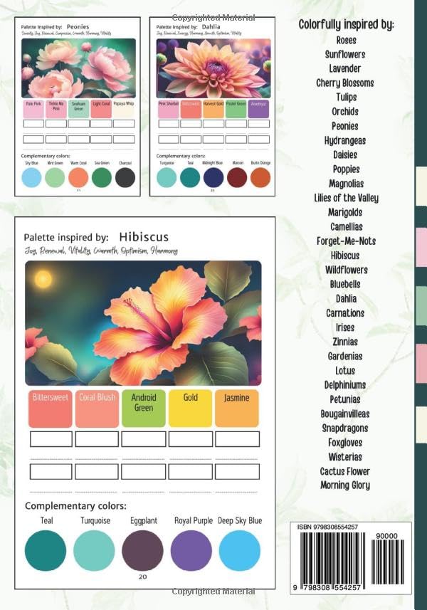 Hues of Bloom & Beauty. Illustrated Color Palettes Book Inspired by Nature's Blossoms, Perfect for Floral Coloring Books and Creative Art Projects. A ... to Test and Organize Your Coloring Supplies - Image 2