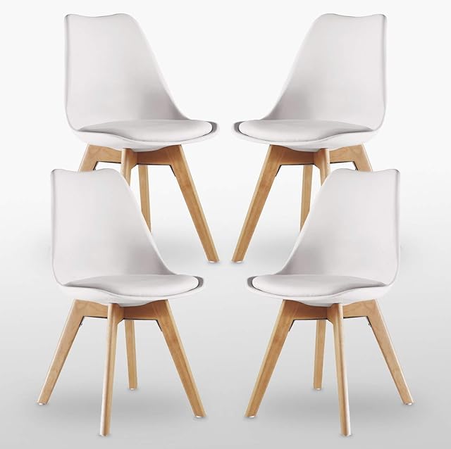 Life Interiors Lorenzo Retro Dining Chair 4-Piece Set, White
