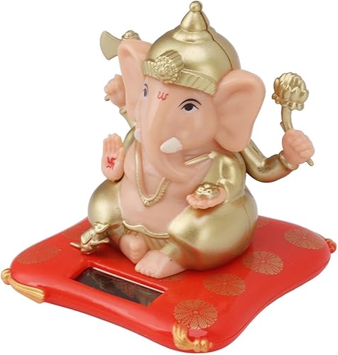 Miniatura 2 de TOPINCN Adorno de Ganesha con energía solar, decoración de elefante para el hogar, adornos para festivales, juguetes de tablero de automóvil,