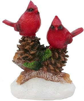 Cardinal Figurines Red Cardinals Bird on Pinecones Home Decor Gifts B
