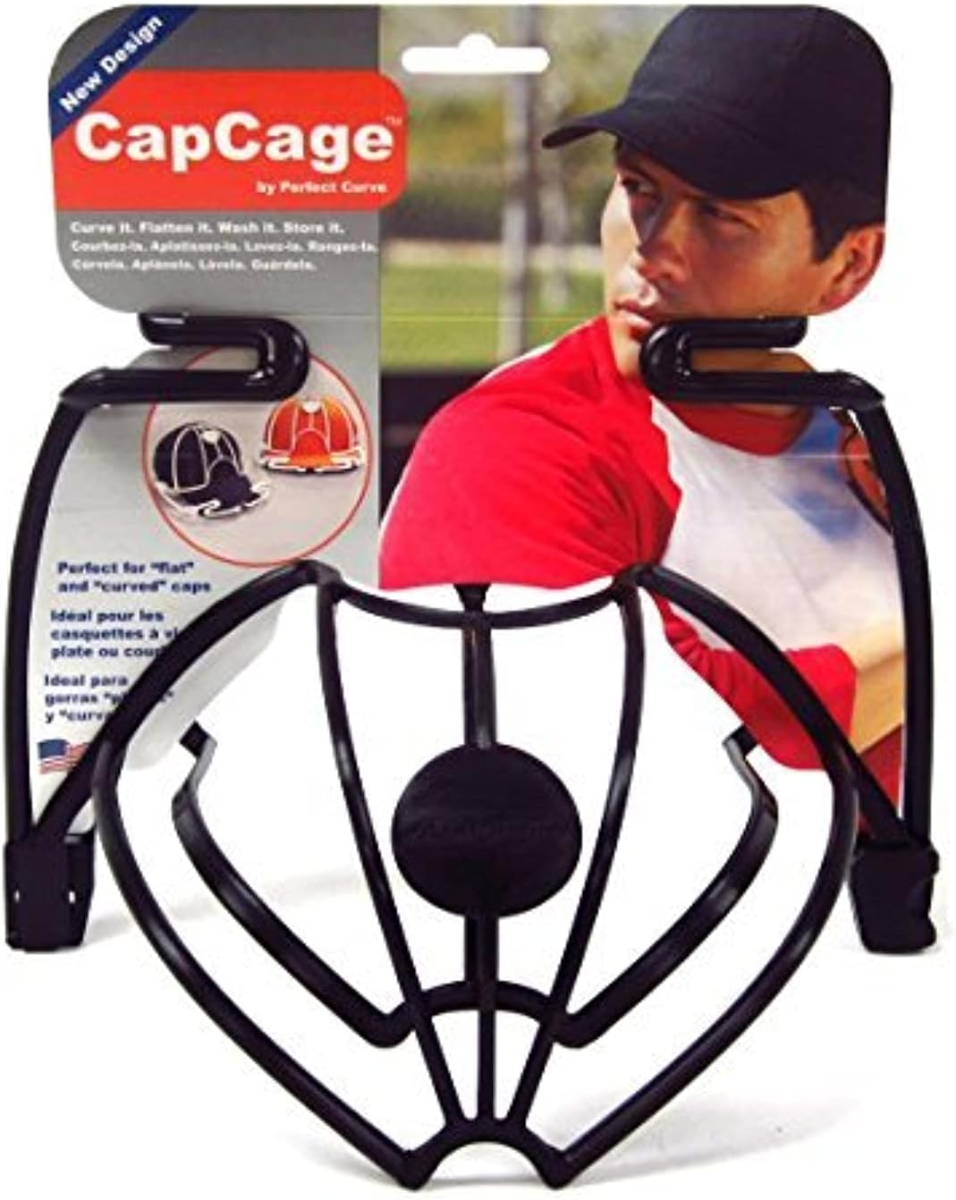 Perfect Curve Cap Washer - Hat and Visor Cleaning Rack. for Hats with Flat and Curved Brims. Made in USA.