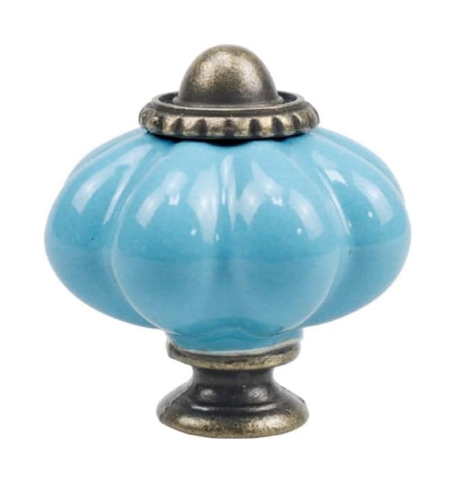 Opeximatun Style21 Drawer Knobs, Retro Single Hole Ceramic Pumpkin Handle Round Vintage Cabinet Knob European Style(Style21)