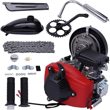 Engine Motor Kit 142F Chain 4-Stroke 49cc Gas Petrol Motorized Bike Engine Motor Air Cooling Single Cylinder Belt Engine Motor Kit