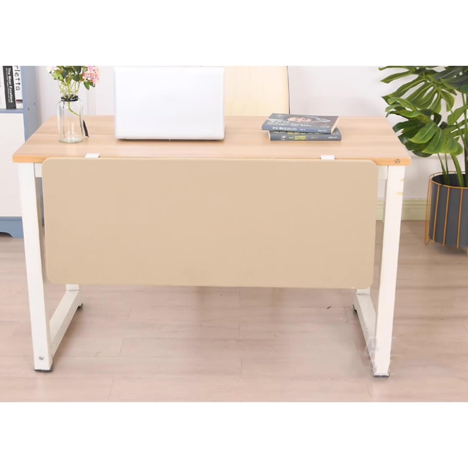Pannello divisorio universale per scrivania da ufficio e divisorio sotto la scrivania, 158 cm, colore cammello, perfetto per la casa e per i momenti di lavoro